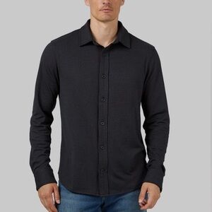 32 degrees Mens heather charcoal button down shirt soft